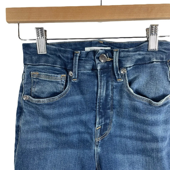 Good American Good Waist Raw Edge Crop Jeans in Blue Size 25 - Picture 8 of 13